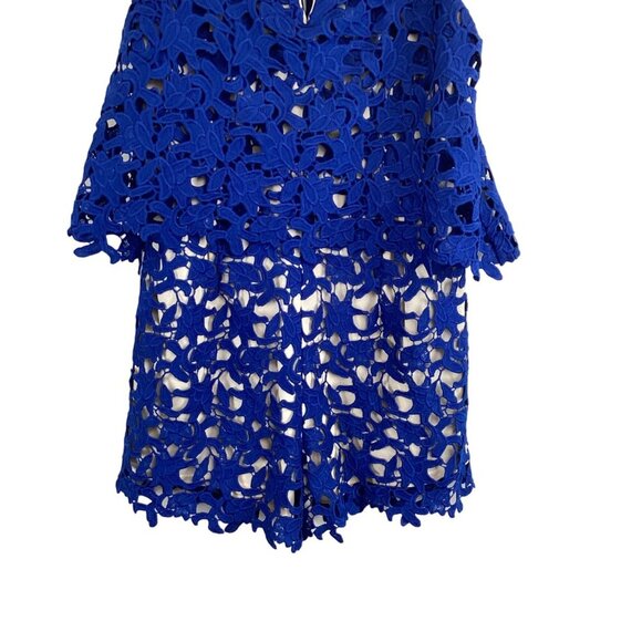 JOA Revolve Blue Lace Halter Romper Size Small J.O.A Shorts - Picture 6 of 10